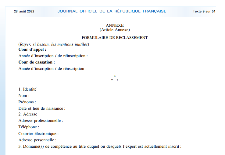 NOUVELLE NOMENCLATURE EXPERT DE JUSTICE